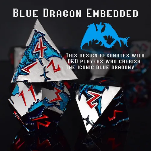 Miniatura 2 de Rule Dice Dados D&D de 7 Dados de Metal DND, Juego de Dados Metálicos Ponderados de Calabozos y Dragones, Juegos de Dados Poliédricos D y D Grandes