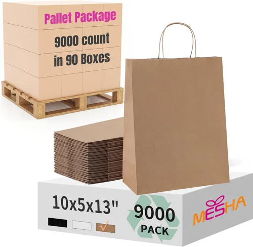 Miniatura 12 de MESHA Bolsas de regalo negras de 5.25 x 3.75 x 8 pulgadas, pequeñas bolsas de papel kraft con asas a granel, paquete de 100 para pequeñas empresas