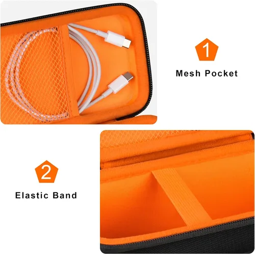 Miniatura 6 de Canboc Estuche rígido de transporte para altavoz GPS Bushnell Wingman View Golf, bolsillo de malla para cables de carga y accesorios, negro+naranja