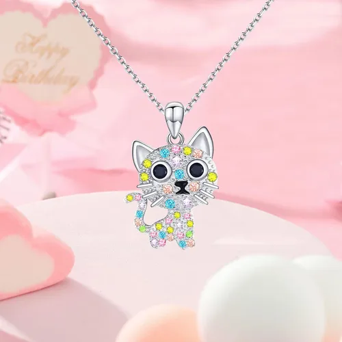 Miniatura 2 de Collar de gato para niñas, collar con colgante de cristal, regalo de joyería para amantes de los gatos, hija, nieta, sobrina, regalo de Navidad