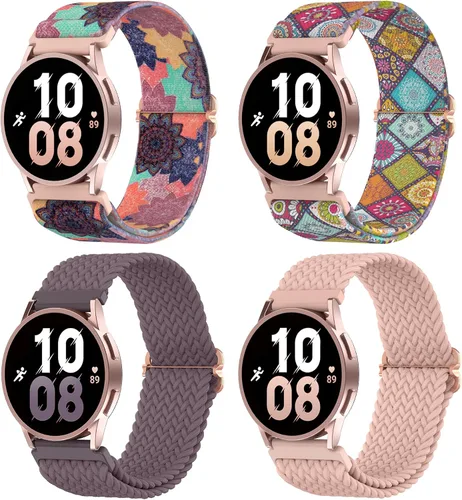 Miniatura 11 de Delidigi Correa elástica de reloj Galaxy para Samsung Galaxy Watch 7/6/5/5 Pro/4/FE/Active 2, 0.787 pulgadas, correa elástica de nailon suave y Rosa