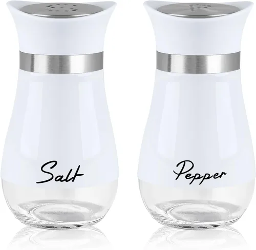 Miniatura 12 de Accmor Juego de saleros y pimenteros, recipientes de acero inoxidable de 4 onzas con fondo de vidrio para cocina, barbacoa, bar, mesa, caravana