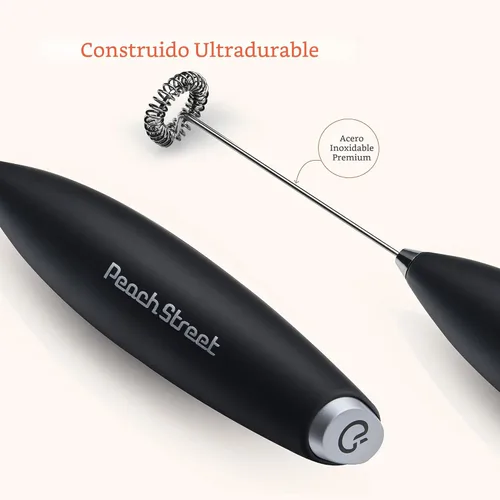 Miniatura 6 de Potente espumador de leche de mano, mini varita espumadora de leche, mezclador de bebidas de acero inoxidable con pilas, soporte para espumador
