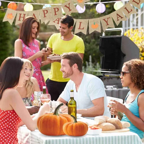 Miniatura 2 de Cartel de arpillera con texto en inglés «Happy Fall Yall» para mantel de Acción de Gracias, decoración de otoño, rústico, granja, cosecha, fiesta