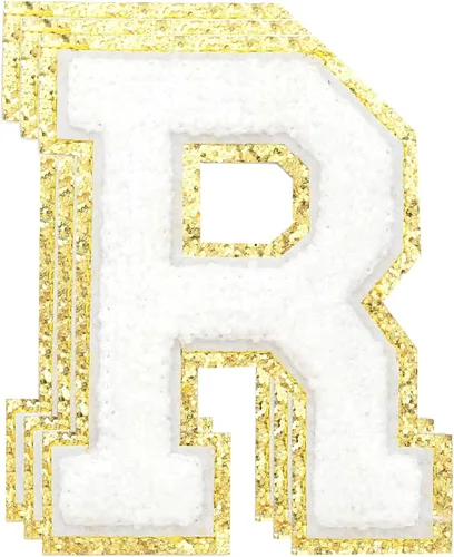 Miniatura 71 de 3 parches de números de chenilla negra, tamaño grande de 4-1/2" parches de números para planchar, parches universitarios para ropa, 8" Borde oro rosa
