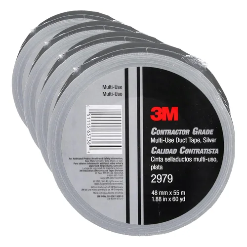 Miniatura 6 de 3M - Cinta adhesiva de grado contratista Pro Strength 3979 plateada, 4,78 cm x 55 m – Adhesivo profesional industrial multiuso, 1 paquete