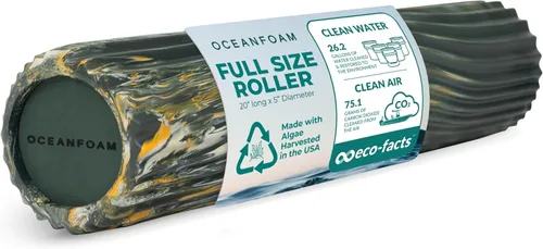 Miniatura 39 de Oceanfoam Tidal Roller - Azul Marino Oscuro - Rodillo de espuma para masaje muscular para dolor de espalda y estiramiento - Textura de onda ancha