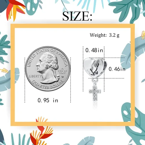 Miniatura 6 de QeenseKc Abalorio colgante religioso con dije de cruz con Dios, todas las cosas son posibles, se adapta a pulseras Pandora