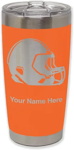 Miniatura 10 de LaserGram Vaso aislado al vacío de 20 onzas, casco de fútbol, grabado personalizado incluido (morado claro)