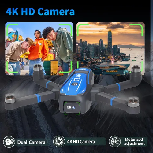 Miniatura 2 de Toladrone TL16 Drones con cámara para adultos 4K, mini dron con motor sin escobillas con cámara para principiantes con modo sin cabeza, control