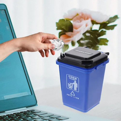 Miniatura 5 de Alipis 2 mini botes de basura y reciclaje en la acera de basura para bolígrafos, lápices, soporte para brochas de maquillaje, organizador