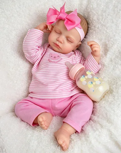 Aori Muñecas Reborn Baby Girl – 20 pulgadas realista recién nacido de tela ponderada cuerpo de tela realista con características pintadas a mano y