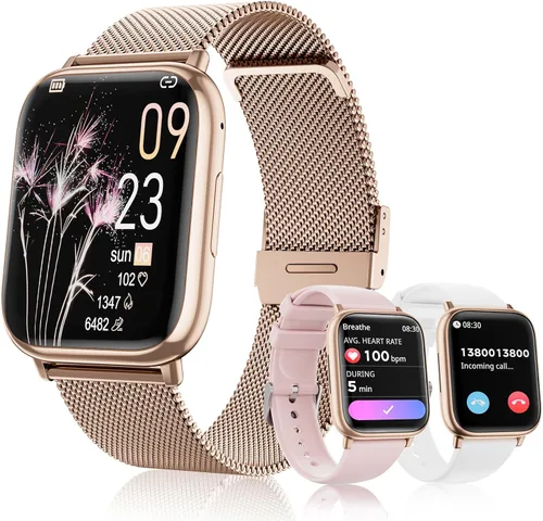 Miniatura 9 de Reloj inteligente para mujer, reloj de fitness de 1.83 pulgadas con presión arterial, llamadas/mensajes, seguimiento de ciclo femenino, frecuencia