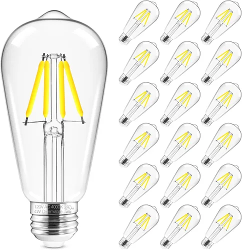 Miniatura 13 de Hizashi - Bombillas LED Edison de estilo vintage regulables, 4W equivalente a 40W, 5000K luz diurna, bombillas LED con base E26, 450LM, alta
