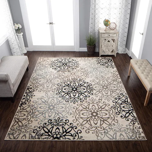 Miniatura 10 de SUPERIOR – Alfombra de área contemporánea de la colección Leigh - Alfombra moderna de 5/16 de pulgada (8 mm) de pelo con diseño de medallón floral