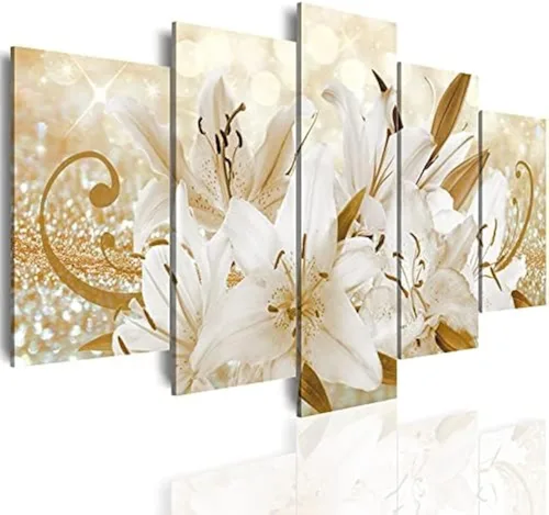 Miniatura 18 de LUDUHU Impresión en lienzo con diseño de flores de orquídea amarilla, pintura abstracta para pared, decoración del hogar, obra de arte, imagen