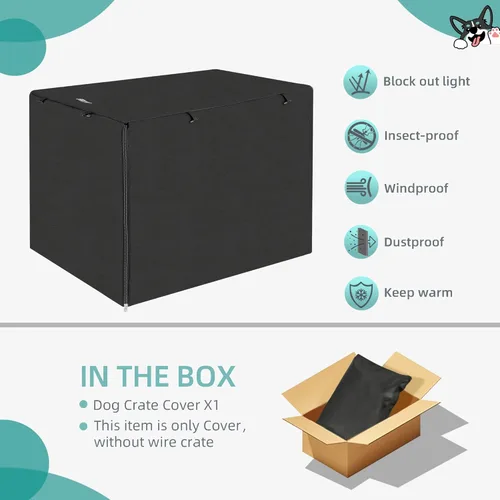 Miniatura 5 de Seiyierr Funda para Jaula de Perro para Jaula Grande de Alambre para Perros de 42", Perrera para Cachorros con Puerta Doble, Cubierta Ligera de Negro