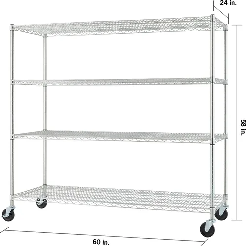 Miniatura 3 de Trinity Basics - Estantería de alambre ajustable de 4 niveles con ruedas para organización de cocina, almacenamiento de garaje, cuarto de EcoStorage