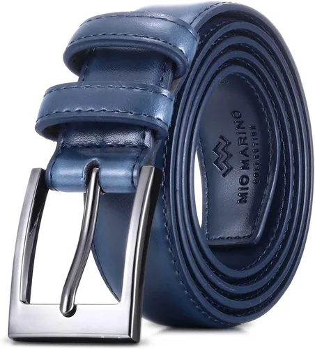 Miniatura 8 de Cinturón de vestir de cuero genuino para hombre de Marino's con hebilla de una sola punta