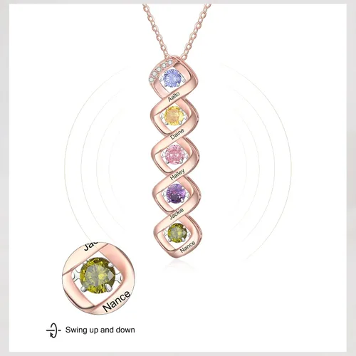 Miniatura 4 de Wendy Made Collar personalizado con nombre para la familia con 1-6 piedras natales, collar de piedra natal de la madre personalizado para mamá