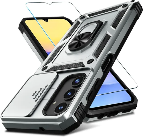 Miniatura 22 de Janmitta Compatible con Galaxy A15 5G Funda con Cubierta Deslizante Integrada para Lente de Cámara + Protector de Pantalla + Soporte de Anillo