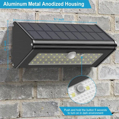 Miniatura 2 de SECUROAD Luces solares con sensor de movimiento de 1100 lúmenes para exteriores, IP65 impermeables, batería de 4500mAh, luces de pared de seguridad