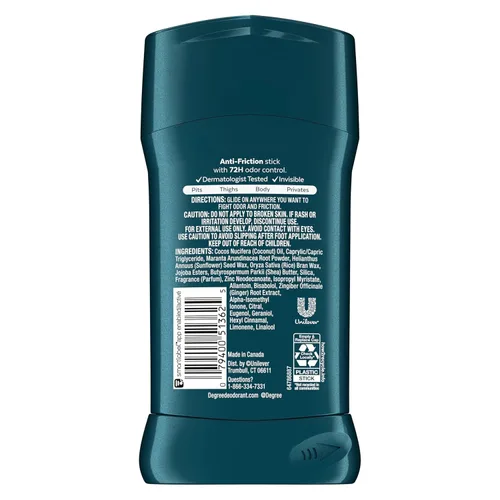 Miniatura 2 de Degree Desodorante en barra de cuerpo entero para hombre, aroma Ocean Rush, se desliza sobre transparente + absorbe el sudor, sin aluminio