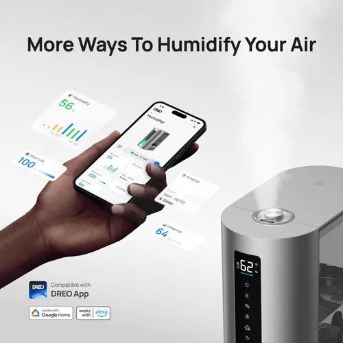 Miniatura 3 de Dreo - Humidificador de 6L para dormitorio, vapor cálido y frío inteligente para habitación grande, tiempo de funcionamiento silencioso de 60 horas
