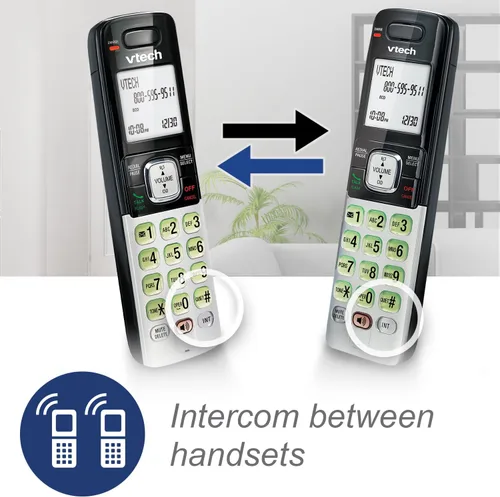 Miniatura 5 de Teléfono Vtech DECT 6.0 con identificador de llamadas / llamada en espera, plata / negro con 2 auriculares inalámbricos, Plateado 2 Teléfonos Plata