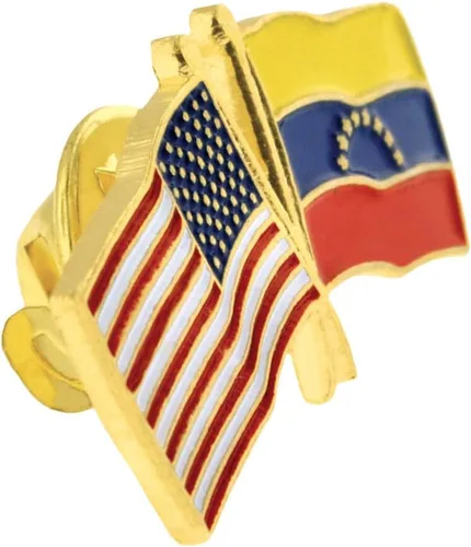 Miniatura 123 de PinMart Pin de solapa esmaltado con bandera de la amistad cruzada de Estados Unidos y el mundo