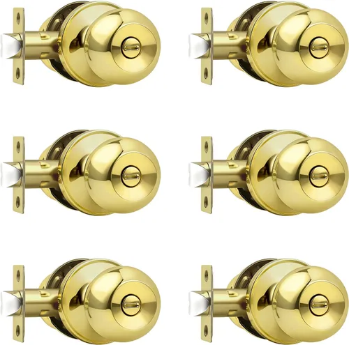 Miniatura 26 de Probrico Cerraduras de puerta de privacidad estilo bola redonda, pomos de puerta interiores negro mate para dormitorio y baño, pomos de puerta sin
