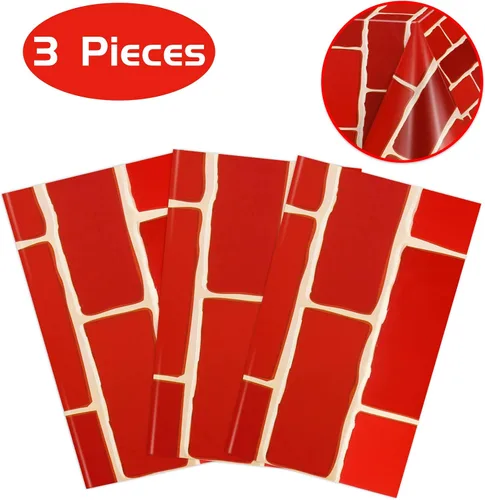 Miniatura 2 de PHOGARY 3 manteles de ladrillo rojo de 4.26 x 9 pies, telón de fondo de pared de piedra para decoración de fiestas, cubiertas de mesa rectangulares