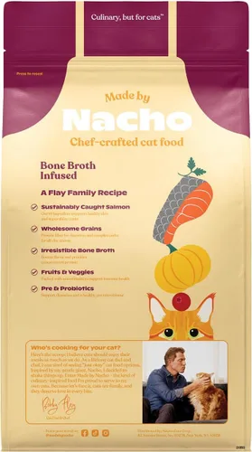Miniatura 2 de Made by Nacho Dry Cat Kibble - Bolsa de 2 libras, comida prémium para gatos alta en proteínas y apta para granos, salmón y calabaza capturados