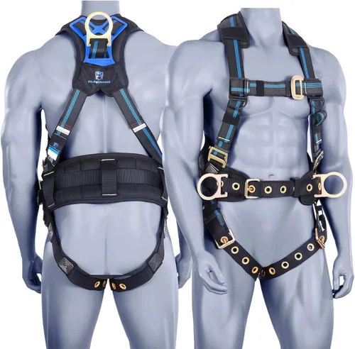 Arnés de seguridad de cuerpo completo de 5 puntos, hombros ventilados y acolchados, espalda y piernas, soporte de espalda de 8 pulgadas de grosor,