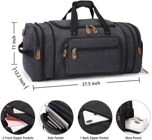 Miniatura 6 de Gonex Bolsa de lona para viaje de 50 L Compartimento gris oscuro para zapatos