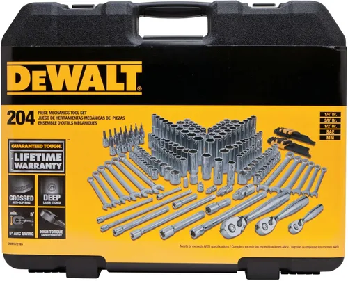 Miniatura 5 de DEWALT Kit de herramientas mecánicas y juego de llaves, juego de herramientas Dewalt de 204 piezas, encastre de 1/4", 3/8" y 1/2", llaves