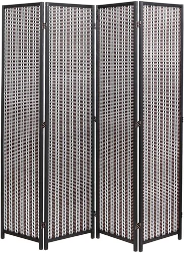Legacy Decor 4 paneles de madera de color marrón del divisor y tejido de bambú Negro