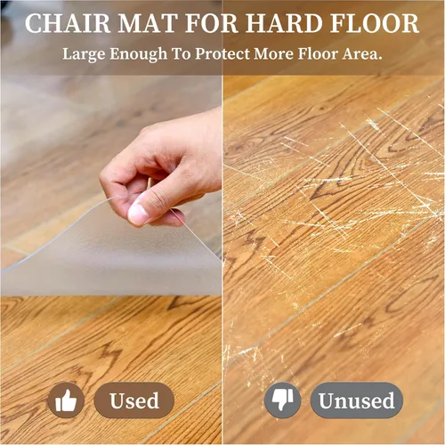 Miniatura 4 de Tapete para silla de oficina para suelos duros, tapete protector de suelo grande de 35 x 55 pulgadas, tapete para silla de escritorio fácil rodante