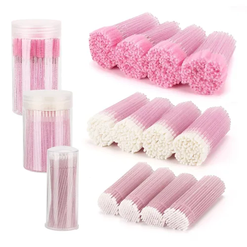 Miniatura 8 de Kit de suministros de extensión de pestañas de 1500 piezas, 500 varitas de rímel, 500 cepillos de labios, 500 micro hisopos negros, cepillos