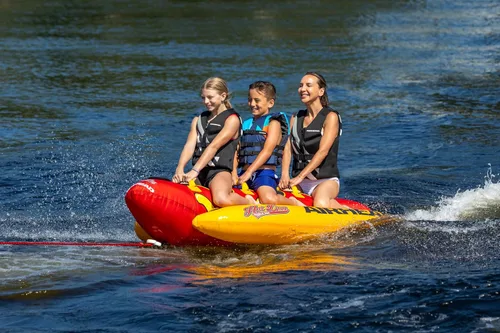 Miniatura 5 de Airhead Hot Dog Towable Tube for Boating, 1-5 Rider Inflatable Boat Tube for Water Tubing, Full Nylon Cover, EVA Padding, Foam Padded Handles