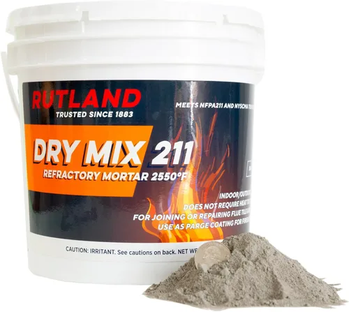 Rutland Dry Mix 211 Mortero Refractario de 10 Libras - Mortero de alta temperatura fabricado en Estados Unidos para mampostería - Parche de cemento