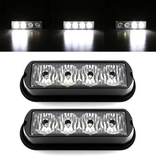 Miniatura 9 de FXC - 2 luces estroboscópicas intermitentes con 4 LED para montaje en superficie, para camión, automóvil, vehículo, luz de rejilla LED, baliza