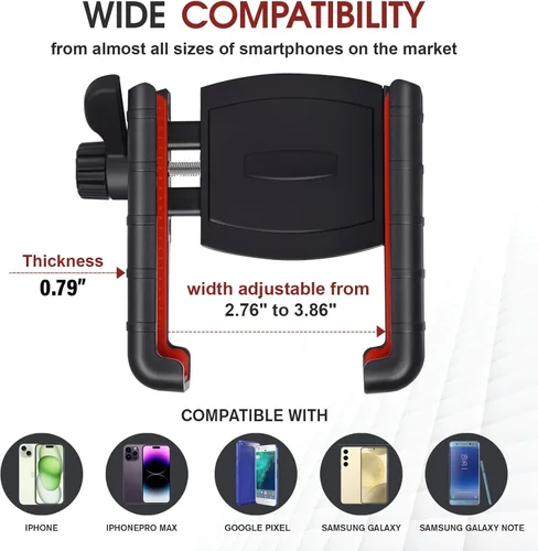 Upgraded Golf Cart Phone Mount Holder Compatible with EZGO/Club Car/Yamaha, [Big Phones & Thick Cases Friendly] Universal Phone Holder Compatible