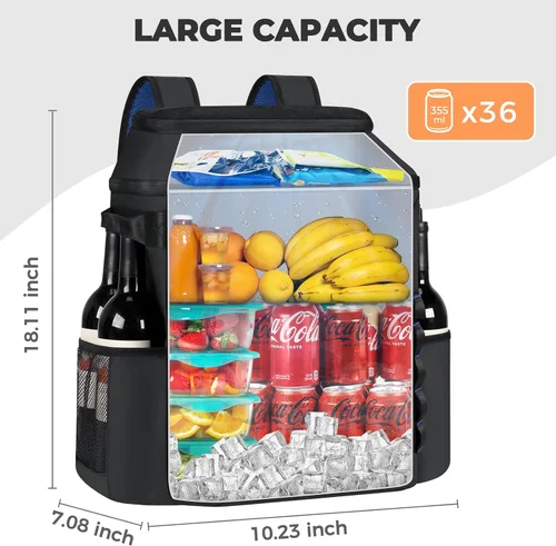 Miniatura 8 de Heytrip Mochila enfriadora de 36/54 latas con aislamiento impermeable para 20 horas de retención de frío, enfriador a prueba de fugas con correa