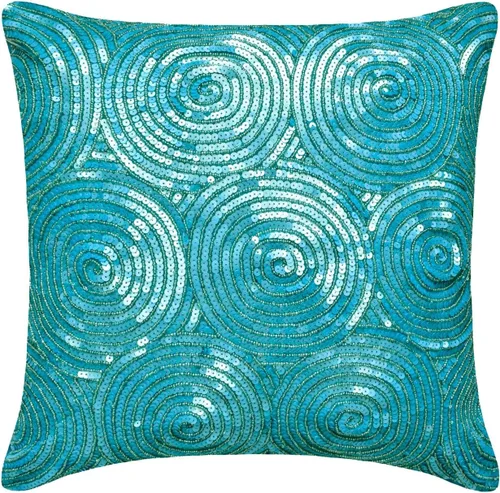 Miniatura 15 de The HomeCentric Funda de almohada, funda de almohada dorada para sofá, funda de almohada con lentejuelas en espiral, 20 x 20 pulgadas