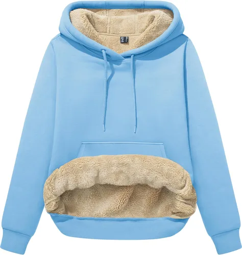 Miniatura 117 de MAGCOMSEN Sudaderas con capucha para mujer, con forro de sherpa, de vellón, para invierno, cálido, pesado, de algodón, con bolsillo