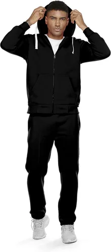 Miniatura 3 de Xmgelp Conjunto deportivo con capucha para hombre de 2 piezas, casual, con cierre completo