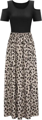 Miniatura 2 de STYLEWORD - Vestidos largos de verano para mujer con hombros descubiertos y bolsillo