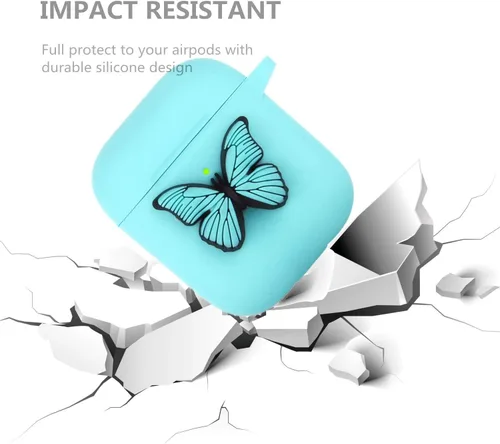 Miniatura 2 de Compatible con funda de mariposa AirPods, a prueba de golpes, funda de silicona 3D para Airpods 2 y 1, funda de carga para mujeres y niñas, regalo