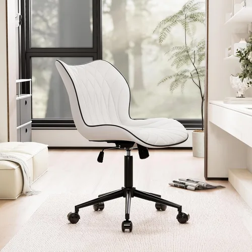 Miniatura 7 de YOUNUOKE Silla de escritorio sin brazos, cómoda silla de oficina con ruedas, silla ergonómica para el hogar, sillas ajustables para computadora
